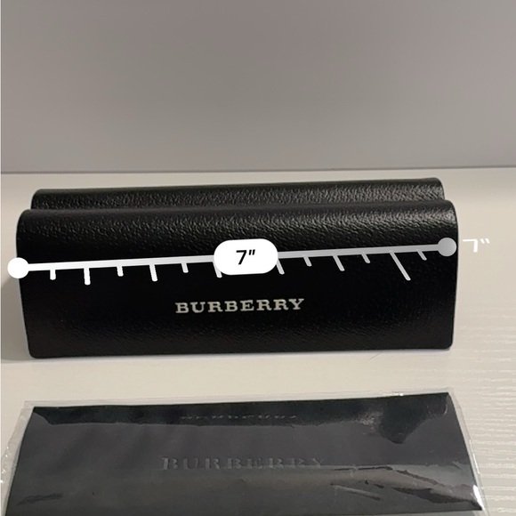 ๐ Burberry Black Leather Hard Case + Cleaning Cloth ๐ค Luxury Eyeglass Case - Picture 12 of 16